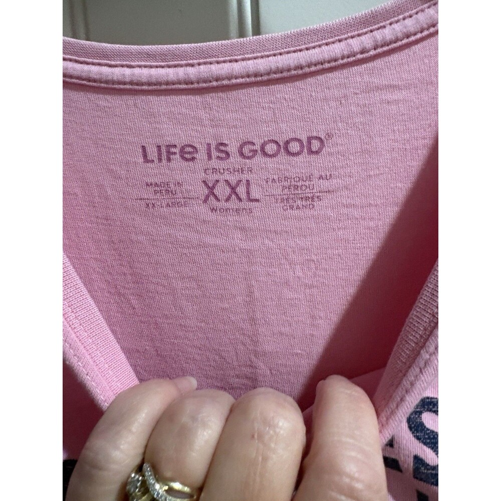 Life Is Good Crusher Tee, Pink Happiness comes In Waves Plus Sz XXL 100% Cotton - Picture 3 of 8